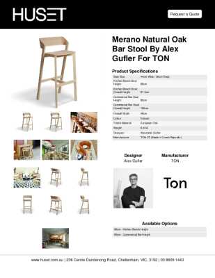 Tear Sheet: Merano Natural Oak Bar Stool by Alex Gufler for TON