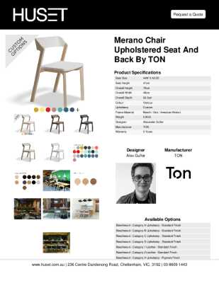 Tear Sheet: Merano Chair Upholstered Seat and Back by TON