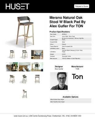 Tear Sheet: Merano Natural Oak Stool w Black Pad by Alex Gufler for TON