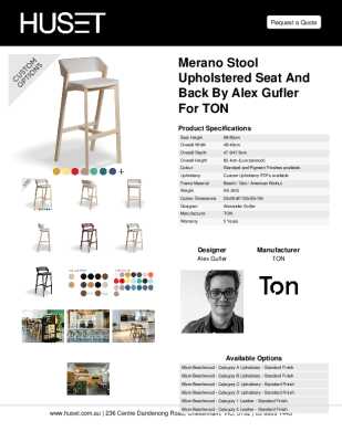 Tear Sheet: Merano Stool Upholstered Seat and Back by Alex Gufler for TON