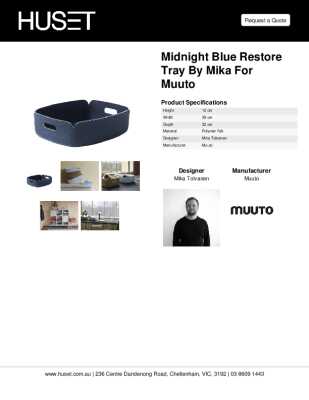 Tear Sheet: Midnight Blue Restore Tray by Mika for Muuto