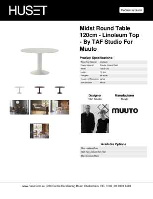 Tear Sheet: Midst Round Table 120cm - Linoleum Top - by TAF Studio for Muuto