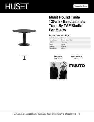 Tear Sheet: Midst Round Table 120cm - Nanolaminate Top - by TAF Studio for Muuto
