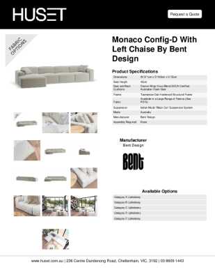 Tear Sheet: Monaco Config-D with Left Chaise by Bent Design