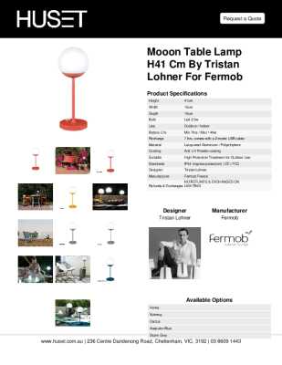 Tear Sheet: Mooon Table Lamp H41 cm by Tristan Lohner for Fermob