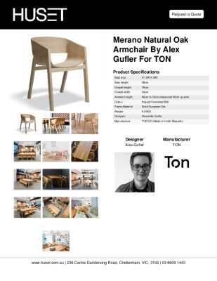 Tear Sheet: Merano Natural Oak Armchair by Alex Gufler for TON