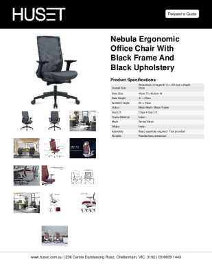 Tear Sheet: Nebula Ergonomic Office Chair with Black Frame and Black Upholstery
