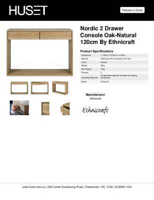 Tear Sheet: Nordic 2 Drawer Console Oak-Natural 120cm by Ethnicraft
