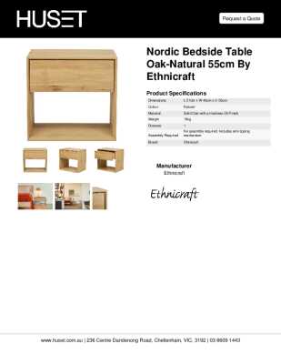 Tear Sheet: Nordic Bedside Table Oak-Natural 55cm by Ethnicraft