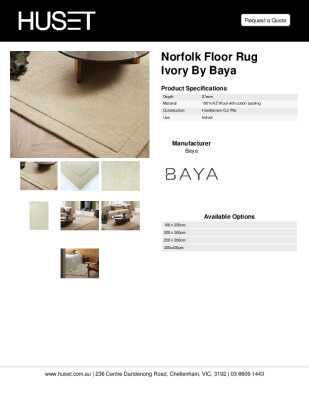 Tear Sheet: Norfolk Floor Rug Ivory by Baya