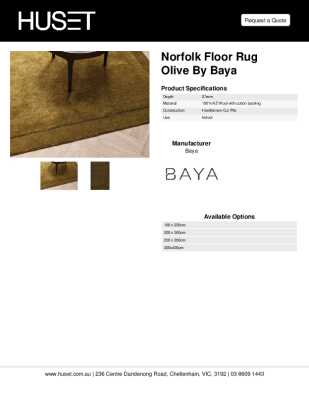 Tear Sheet: Norfolk Floor Rug Olive by Baya