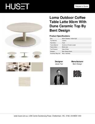 Tear Sheet: Loma Outdoor Coffee Table Latte 90cm with Dune Ceramic Top by Bent Design