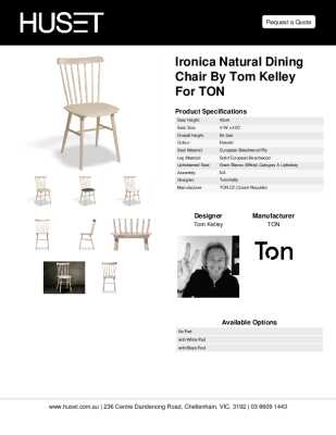 Tear Sheet: Ironica Natural Dining Chair by Tom Kelley for TON