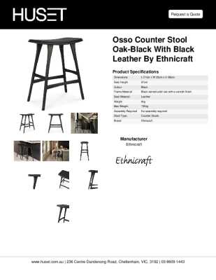 Tear Sheet: Osso Counter Stool Oak-Black with Black Leather by Ethnicraft