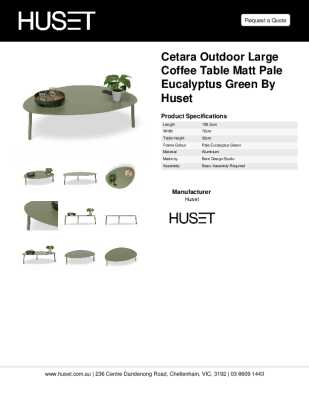 Tear Sheet: Cetara Outdoor Large Coffee Table Matt Pale Eucalyptus Green by Huset