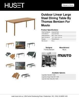 Tear Sheet: Outdoor Linear Large Steel Dining Table by Thomas Bentzen for Muuto