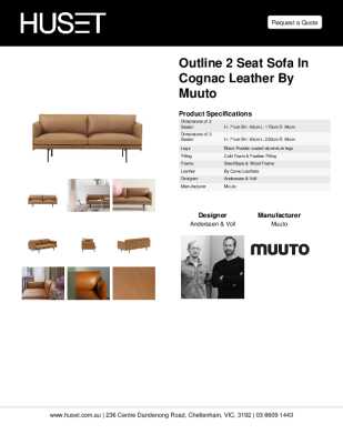 Tear Sheet: Outline 2 Seat Sofa in Cognac Leather by Muuto
