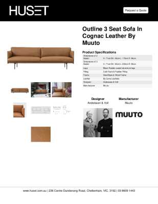 Tear Sheet: Outline 3 Seat Sofa in Cognac Leather by Muuto