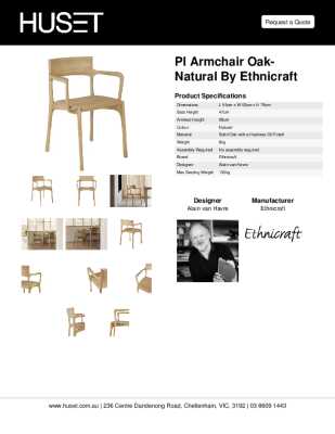 Tear Sheet: PI Armchair Oak-Natural by Ethnicraft