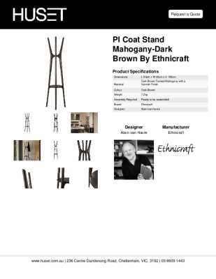 Tear Sheet: PI Coat Stand Mahogany-Dark Brown by Ethnicraft