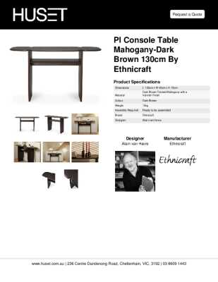 Tear Sheet: PI Console Table Mahogany-Dark Brown 130cm by Ethnicraft