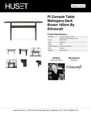 Tear Sheet: PI Console Table Mahogany-Dark Brown 160cm by Ethnicraft