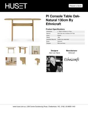 Tear Sheet: PI Console Table Oak-Natural 130cm by Ethnicraft