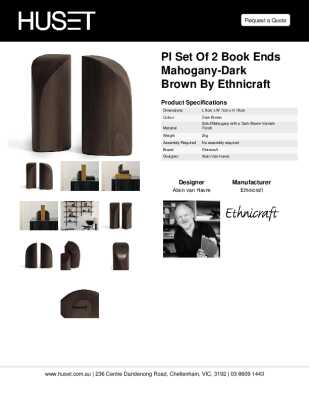 Tear Sheet: PI Set of 2 Book Ends Mahogany-Dark Brown by Ethnicraft