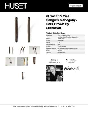 Tear Sheet: PI Set of 2 Wall Hangers Mahogany-Dark Brown by Ethnicraft
