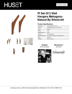 Tear Sheet: PI Set of 2 Wall Hangers Mahogany-Natural by Ethnicraft