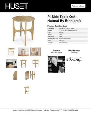Tear Sheet: PI Side Table Oak-Natural by Ethnicraft
