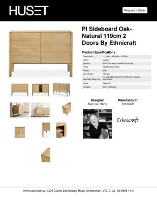 Tear Sheet: PI Sideboard Oak-Natural 119cm 2 Doors by Ethnicraft