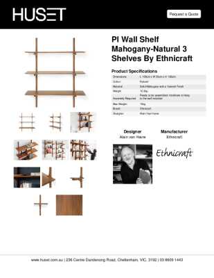 Tear Sheet: PI Wall Shelf Mahogany-Natural 3 Shelves by Ethnicraft