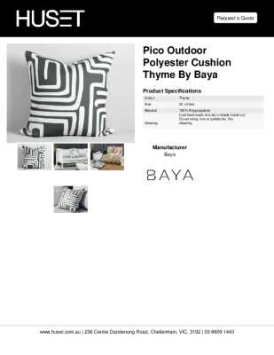 Tear Sheet: Pico Outdoor Polyester Cushion Thyme by Baya