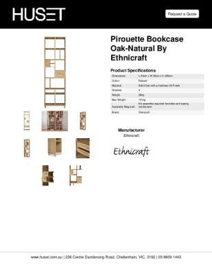 Tear Sheet: Pirouette Bookcase Oak-Natural by Ethnicraft
