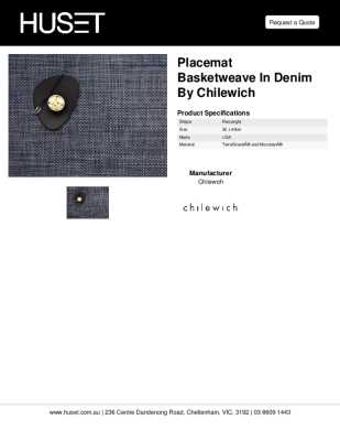 Tear Sheet: Placemat Basketweave in Denim by Chilewich