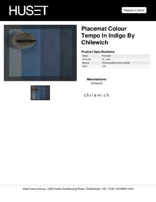 Tear Sheet: Placemat colour Tempo in Indigo by Chilewich