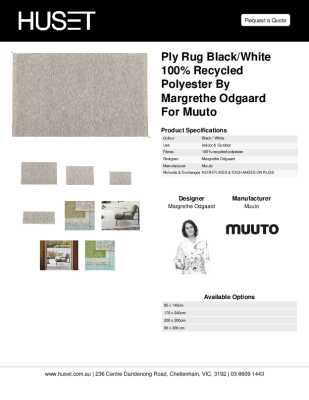Tear Sheet: Ply Rug Black/White 100% Recycled Polyester by Muuto