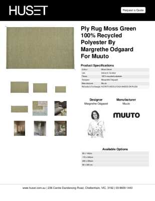 Tear Sheet: Ply Rug Moss Green 100% Recycled Polyester by Muuto