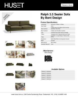 Tear Sheet: Ralph 3.5 Seater Sofa by Bent Design