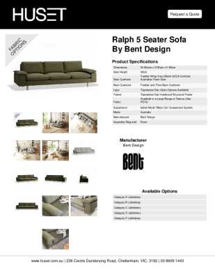 Tear Sheet: Ralph 5 Seater Sofa by Bent Design