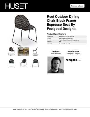 Tear Sheet: Reef Outdoor Dining Chair Black Frame Espresso Seat by Feelgood Designs