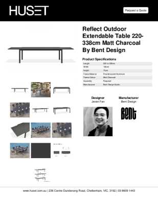 Tear Sheet: Reflect Outdoor Extendable Table 220-338cm Matt Charcoal by Bent Design