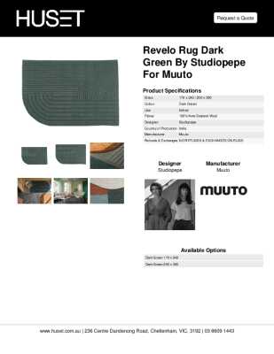 Tear Sheet: Revelo Rug Dark Green by Studiopepe for Muuto