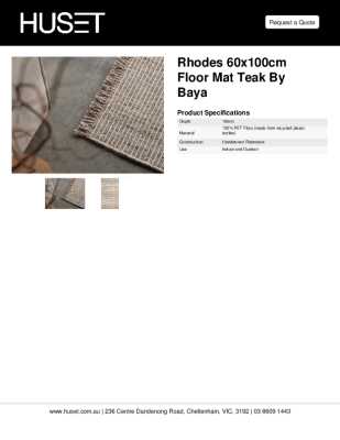 Tear Sheet: Rhodes 60x100cm Floor Mat Teak by Baya