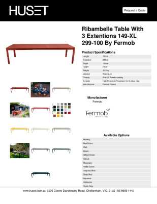 Tear Sheet: Ribambelle Table with 3 Extentions 149-XL 299-100 by Fermob
