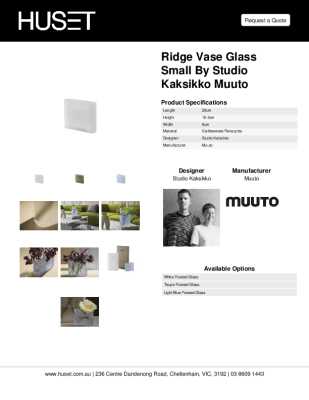 Tear Sheet: Ridge Vase Glass Small by Studio Kaksikko Muuto