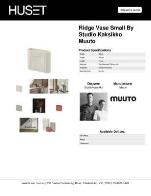 Tear Sheet: Ridge Vase Small by Studio Kaksikko Muuto