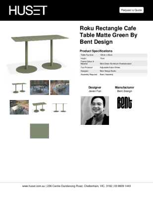 Tear Sheet: Roku Rectangle Cafe Table Matte Green by Bent Design