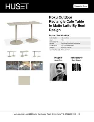 Tear Sheet: Roku Outdoor Rectangle Cafe Table in Matte Latte by Bent Design